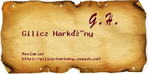 Gilicz Harkány névjegykártya
